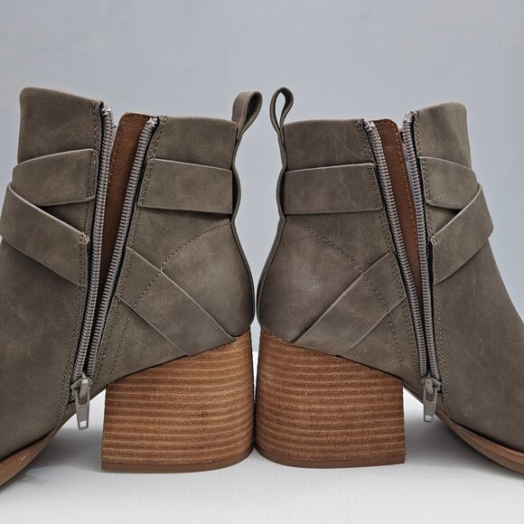 Korks By Kork Ease Shyla Ankle Boot Womens 9 Taupe Block Heel Buckle Strap NEW - Picture 4 of 15